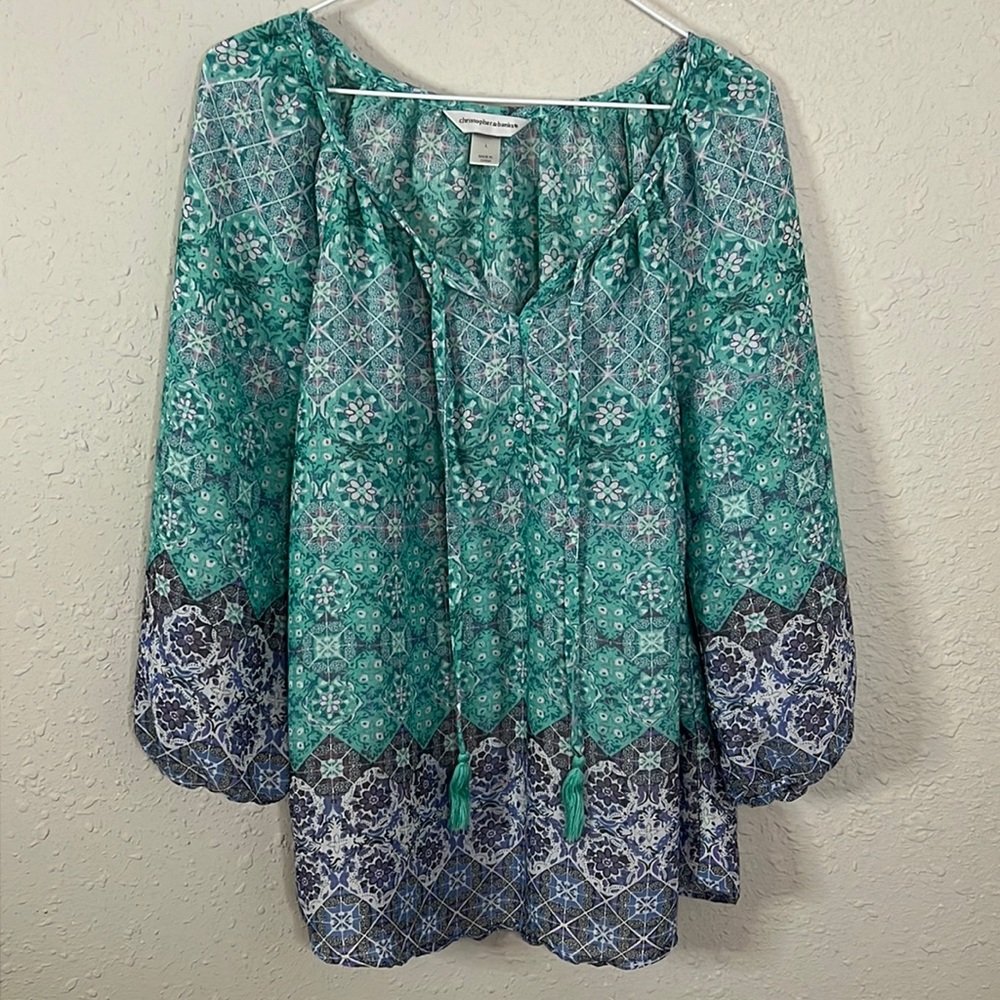 Christopher & Banks Three Quarter Length Sleeves Size Large